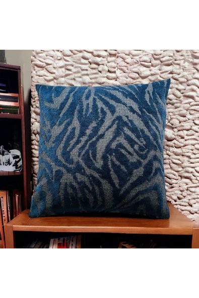 Zebra Desenli Lacivert Kırlent Kılıfı 45cm*45cm