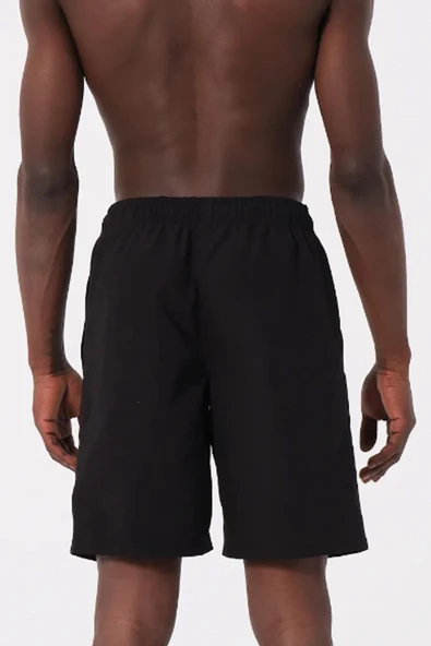 Siyah Uzun Boy Basic Model Su İtici Özellikli Düz Renk Erkek Plaj Deniz Şort Mayo - 2206-Siyah - Resim 5