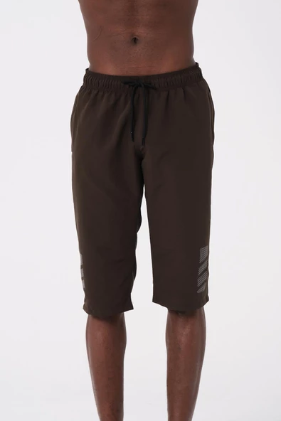 Haki Yeşil Diz Altı Uzun Boy Basic Model Su İtici Özellikli Erkek Plaj Deniz Kapri Şort - DG341-Haki - Resim 4