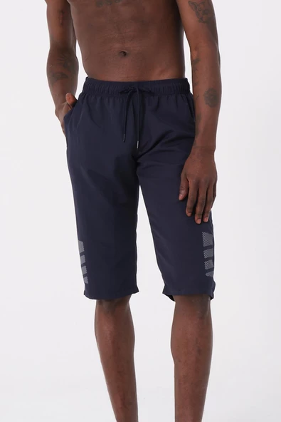 Lacivert Diz Altı Uzun Model Su İtici Özellikli Erkek Plaj Deniz Kapri Şort - DG341-Lacivert - Resim 2