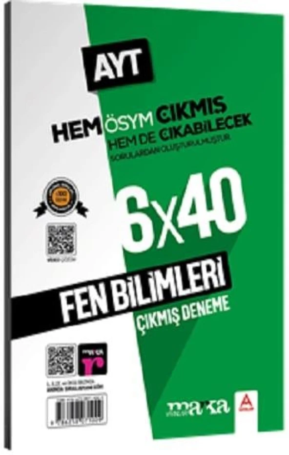 2024 AYT Fen Bilimleri ÖSYM Çıkmış ve Çıkabilecek Sorulardan Oluşturulmuş 6 Deneme Sınavı Tamamı Video Çözümlü