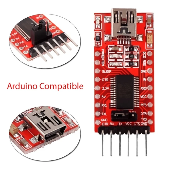 USB TO TTL Çevirici Modül FT232RL Arduino Yeni + 5 Pin Kablo - 5