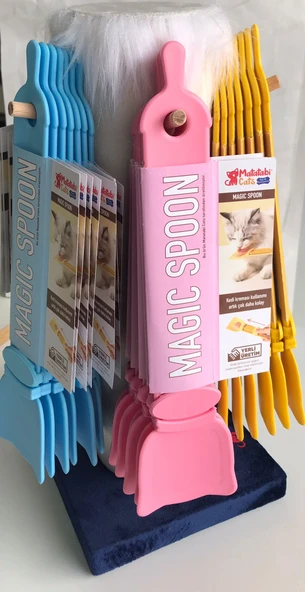 MATATABİ CATS Magic Spoon Kedi köpek Krema Ödül Maması Yedirme Kaşığı Pembe (KOLAY KAŞIK) - Resim 2