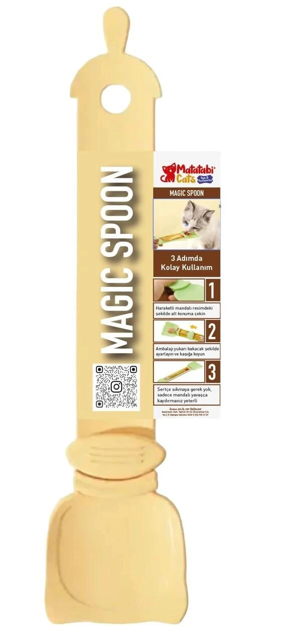 MATATABİ CATS Magic Spoon Kedi köpek Krema Ödül Maması Yedirme Kaşığı Sarı (KOLAY KAŞIK)