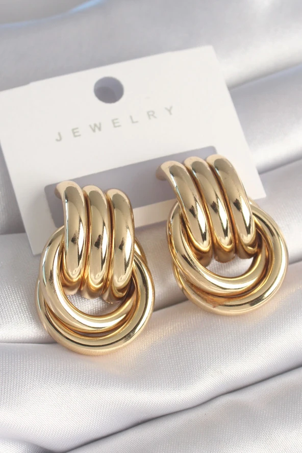 Pirinç Gold Renk Sarmal Model Kadın Küpe - EBJ240510W23837 ürün görseli