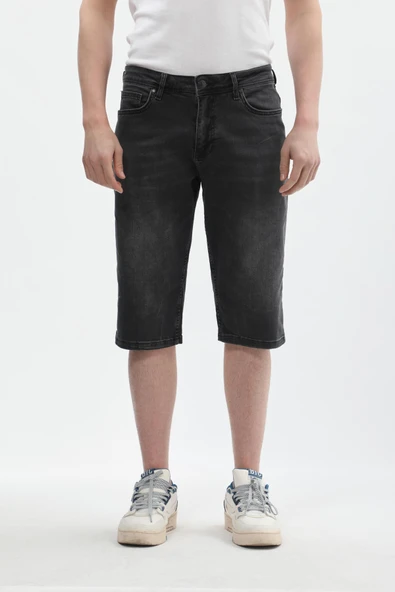 Erkek Esnek Likralı Jean Şort - 2