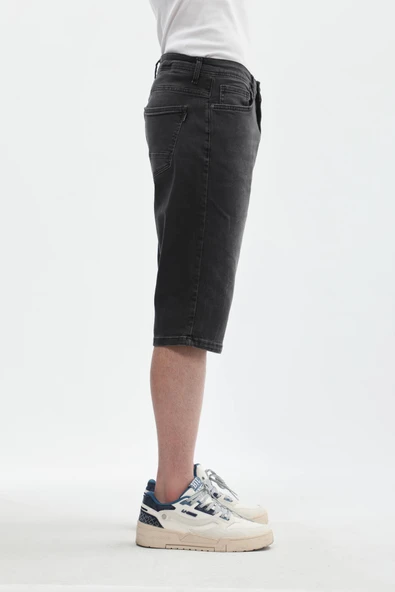 Erkek Esnek Likralı Jean Şort - 4