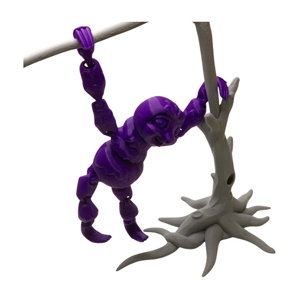 3D Hareketli Oyuncak Tembel Hayvan (Sloth) Ağaç Dekoru Dahil - Mor - Resim 3