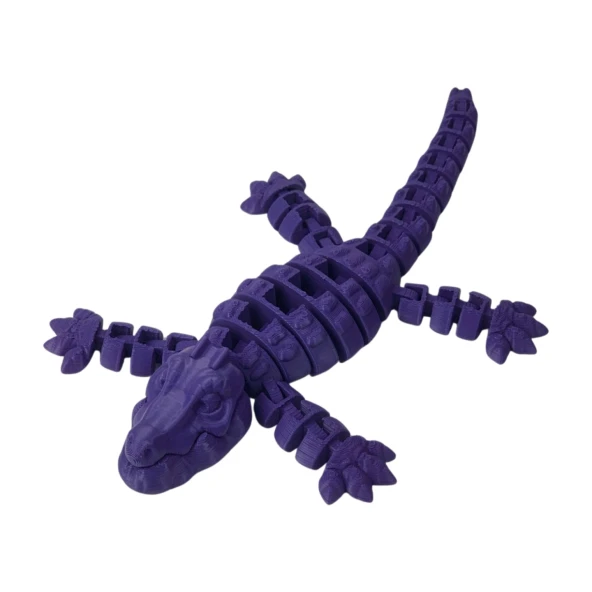 3D Hareketli Timsah Figürlü Oyuncak & Masa Dekoru - Mor - Resim 2