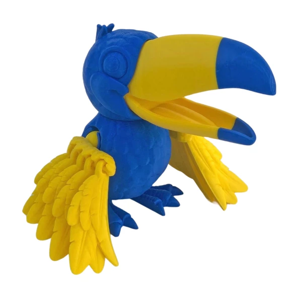 3D Hareketli Tukan Kuşu Figürlü Oyuncak - Sarı Lacivert - 4