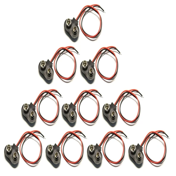 10 Adet - 9V Pil Başlığı Bağlantı Kablosu Jack Soket 9Volt Arduino ürün görseli 1