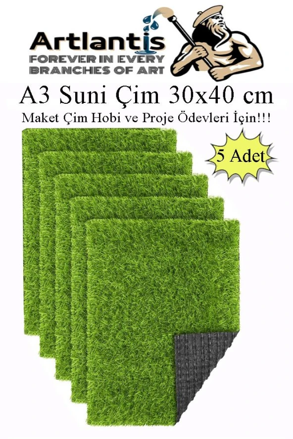 Yapay Çim A3 30x40 cm 5 Adet A3 Boyutunda Maket Çim Dekorati Yapay Çim Halı Teraryum Suni Çim