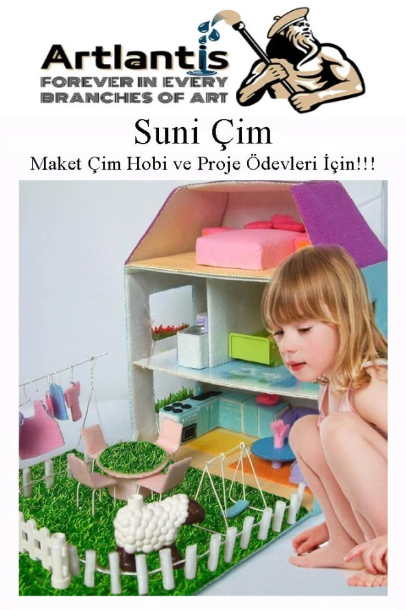 Maket Yapım Seti A4 Suni Çim Renkli ve Naturel Dondurma Dil Çubuğu Maket Çim Yapay Çim Ahşap Dondurma Çubuğu - 4