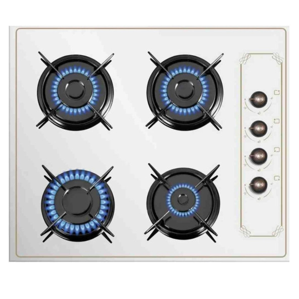 KUMTEL ANKASTRE RUSTİK BEYAZ CAM OCAK LPG UYUMLU