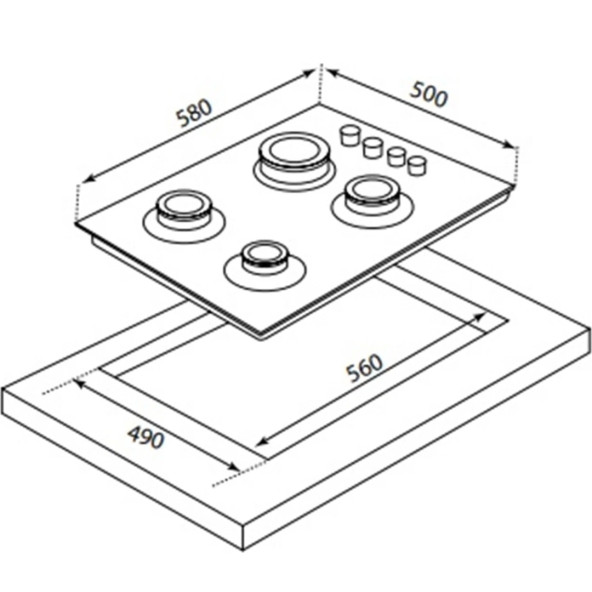 KUMTEL ANKASTRE RUSTİK BEYAZ CAM OCAK LPG UYUMLU - 2
