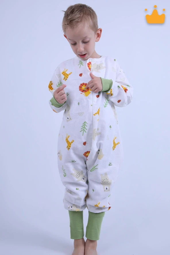 Begisa 2-8 Yaş 1 Tog Pazen Çocuk Uyku Tulumu Unisex Uzun Kollu Uyku Tulumu - 5