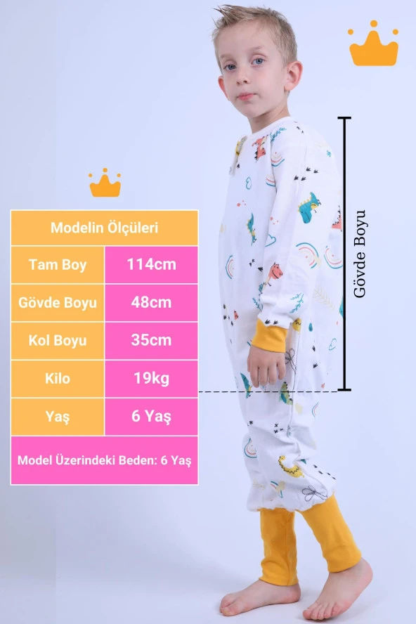 Begisa 2-8 Yaş 1 Tog Pazen Çocuk Uyku Tulumu Unisex Uzun Kollu Uyku Tulumu - 9