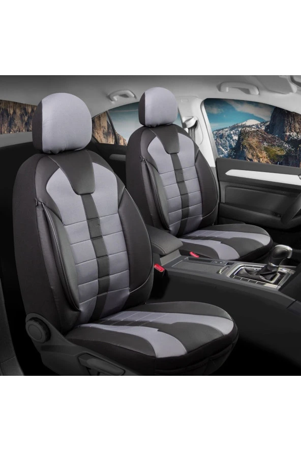 Startcar Fiat Linea Deri Detaylı Oto Koltuk Kılıfı Ön Arka Set Vistas Siyah Füme SC