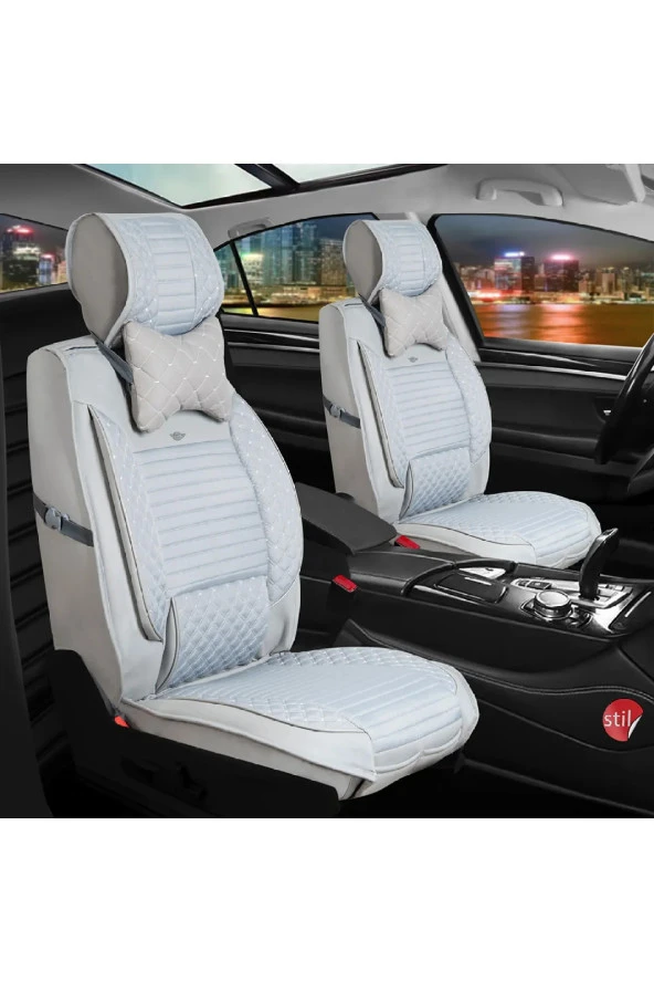 Startcar Dodge Caliber Deri Oto Koltuk Kılıfı Ön Arka Set Anka Açık Gri SC
