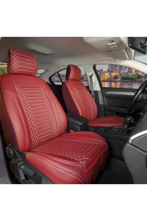 Startcar Opel Vectra C Full Deri Oto Koltuk Kılıfı Ön Arka Set Kırmızı SC