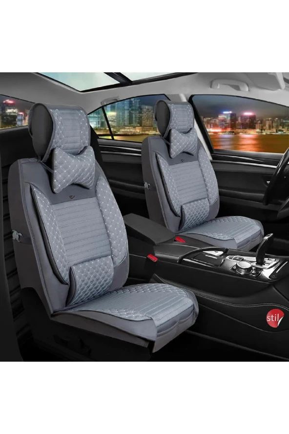 Startcar Dacia Sandero Stepway Deri Oto Koltuk Kılıfı Ön Arka Set Anka Füme SC