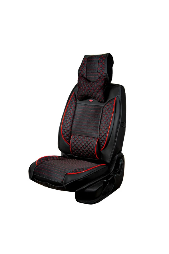 Startcar Peugeot 307 Deri Oto Koltuk Kılıfı Ön Arka Set Anka Siyah Kırmızı SC - 4