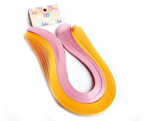 Hayal Quilling Telkari Kağıdı - Koyu Sarı ve Pembe Renk 200lü - Resim 2