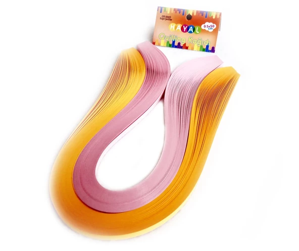 Hayal Quilling Telkari Kağıdı - Koyu Sarı ve Pembe Renk 200lü - Resim 3