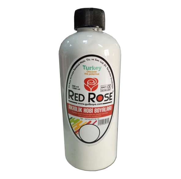 Kızmızı Renk Red Rose 500ml Akrilik Hobi Boyası - 2