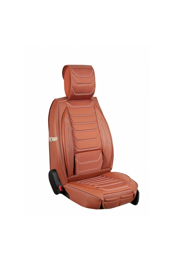 Startcar Volkswagen Golf 6 Uyumlu Lüx Deri Oto Koltuk Kılıfı Ön Arka Set Mersin Serisi Tarçın SC - 4