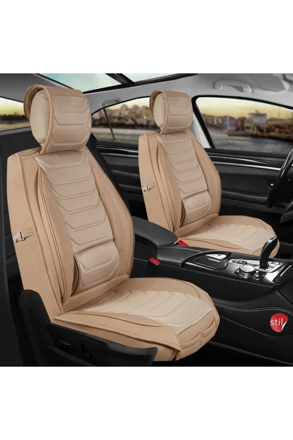 Startcar Nissan Country Uyumlu Lüx Deri Oto Koltuk Kılıfı Ön Arka Set Ege Serisi Bej SC