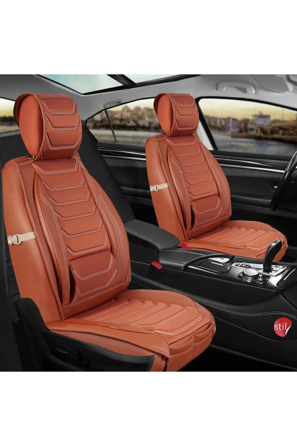 Startcar Opel Astra K SEDAN Uyumlu Lüx Deri Oto Koltuk Kılıfı Ön Arka Set Mersin Serisi Tarçın SC