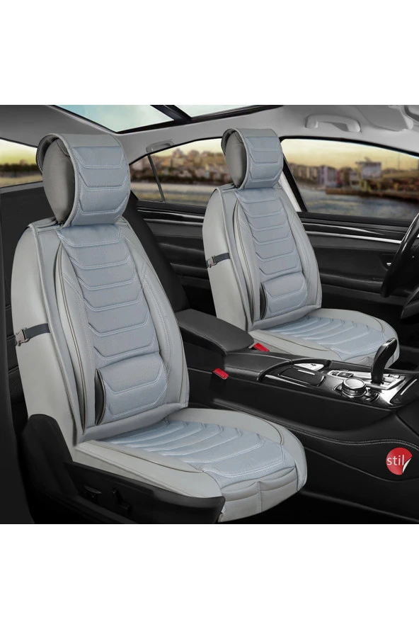 Startcar Volkswagen Polo ESKİ Uyumlu Lüx Deri Oto Koltuk Kılıfı Ön Arka Set Akdeniz Serisi Açık Gri SC