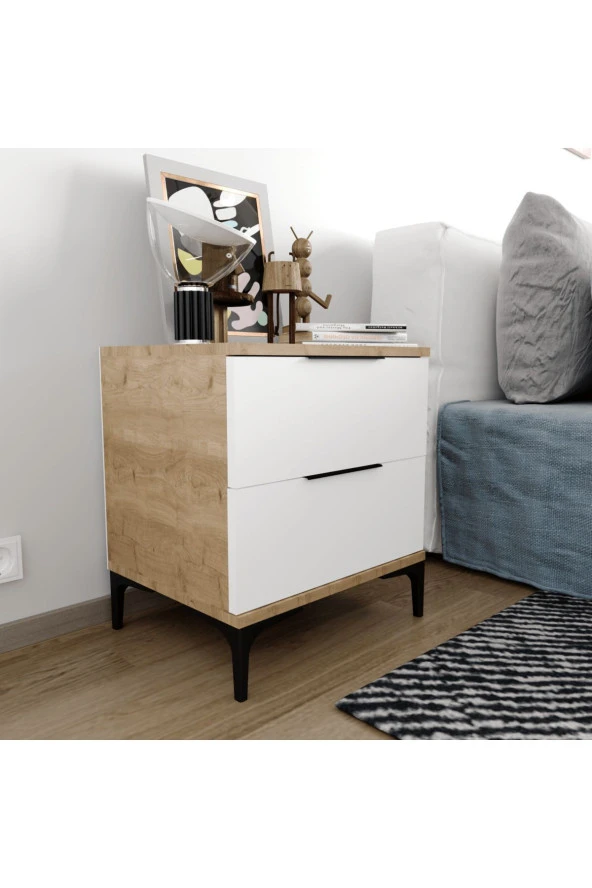 ALONEX HOME Aden 2 Çekmeceli Beyaz Komodin