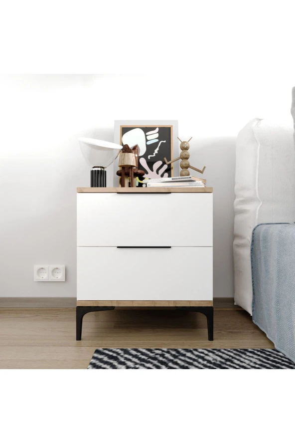 ALONEX HOME Aden 2 Çekmeceli Beyaz Komodin - 2
