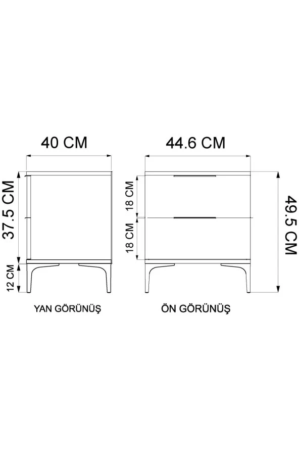 ALONEX HOME Aden 2 Çekmeceli Beyaz Komodin - 4