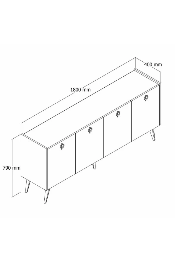 ALONEX HOME Kaya Konsol Ay Taşı (KIRIK BEYAZ) Mermer Desenli 180 Cm Yemek Odası Ofis Salon Ünite - 5