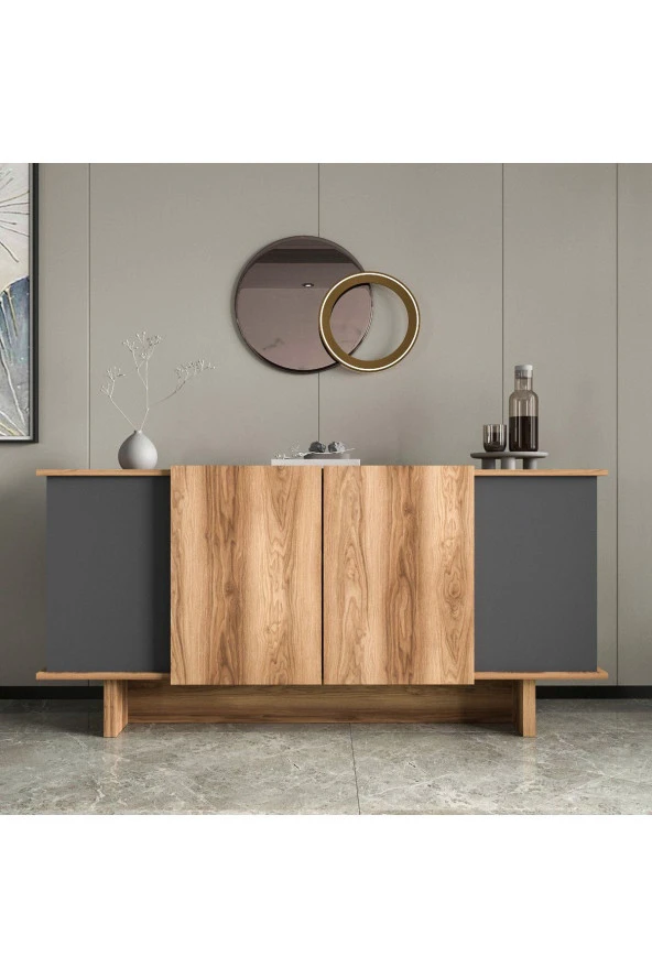 ALONEX HOME  DİANA 180 CM KONSOL , CEVİZ- ANTRASİT KONSOL - 2