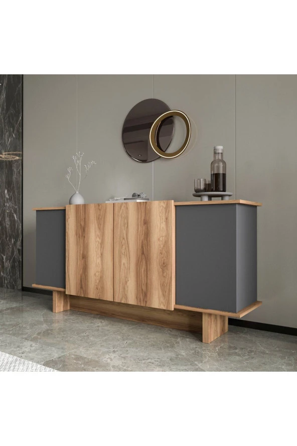 ALONEX HOME  DİANA 180 CM KONSOL , CEVİZ- ANTRASİT KONSOL - 4