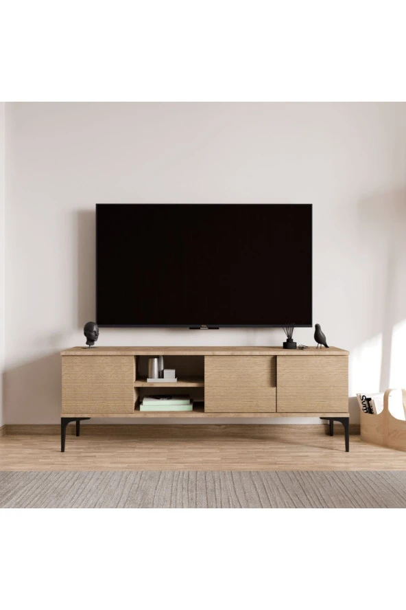 ALONEX HOME Tarz (Full Yunus)150 cm Tv Ünitesi Tv Sehpası Raflı Tv Ünitesi Konsol - 2