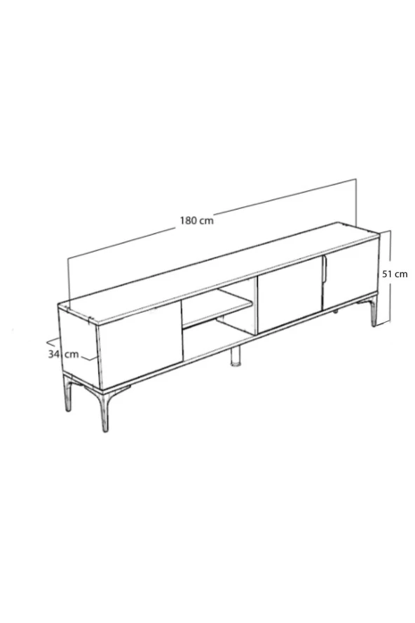 ALONEX HOME  Tarz Raflı 180 Cm Metal Kulp Tv Ünitesi (sepet - Antrasit) - 4