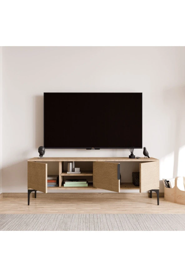 ALONEX HOME Tarz (Full Yunus)150 cm Tv Ünitesi Tv Sehpası Raflı Tv Ünitesi Konsol - 3