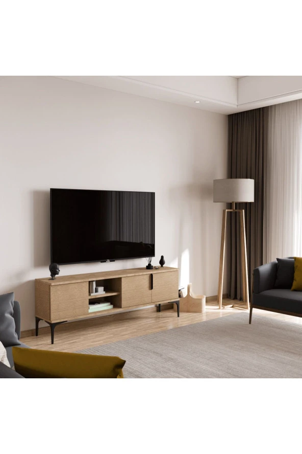 ALONEX HOME Tarz (Full Yunus)150 cm Tv Ünitesi Tv Sehpası Raflı Tv Ünitesi Konsol - 4