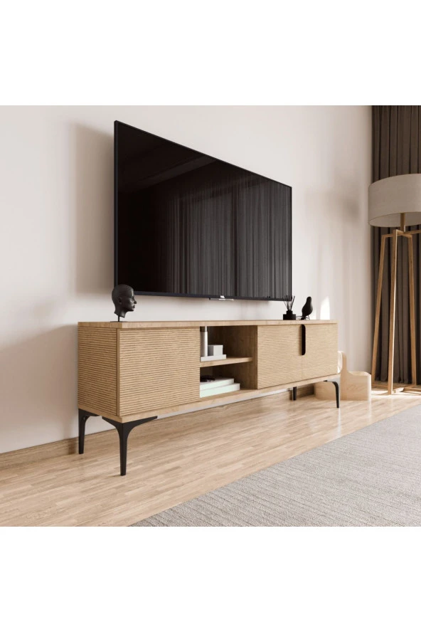 ALONEX HOME Tarz (Full Yunus)150 cm Tv Ünitesi Tv Sehpası Raflı Tv Ünitesi Konsol - 6