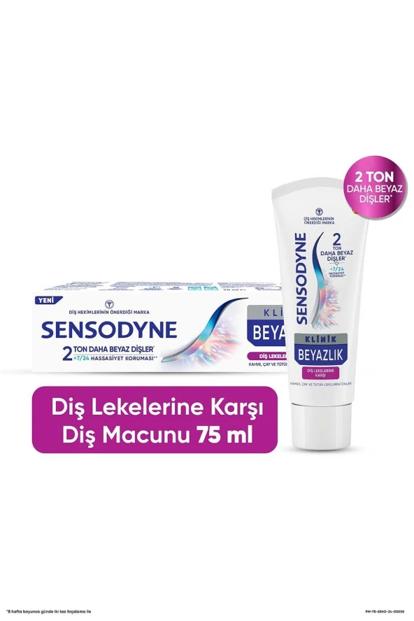 Sensodyne Klinik Beyazlık Güçlü Diş Minesi Macun 75 ml