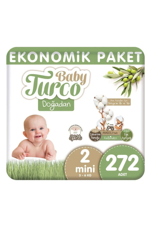 Doğadan Bebek Bezi Ekonomik Paket Mini 2 Numara 272 Adet