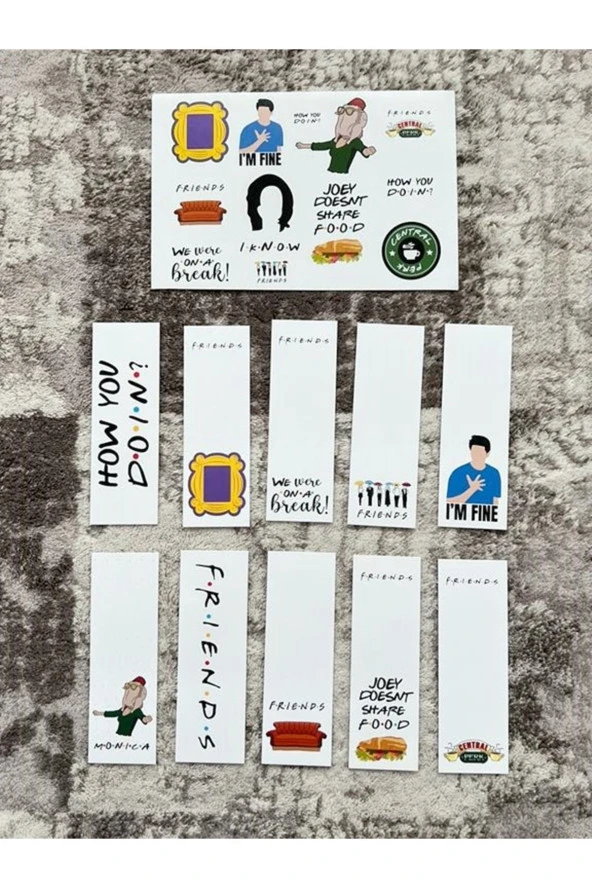 Friends Dizi Kitap Ayraç Ve Stickers Çıkartma Seti Pytkstkryrc10