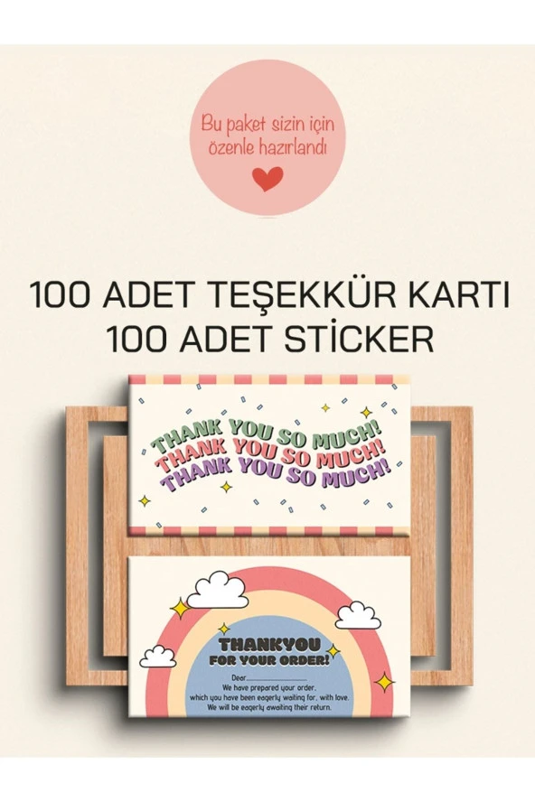 100 Adet Teşekkür Kartı ve 100 adet Teşekkür Sticker PYTKSVTK22