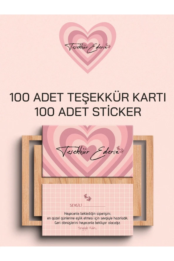 100 Adet Teşekkür Kartı ve 100 adet Teşekkür Sticker PYTKSVTK24