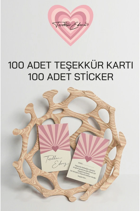 100 Adet Teşekkür Kartı ve 100 adet Teşekkür Sticker PYTKSVTK23